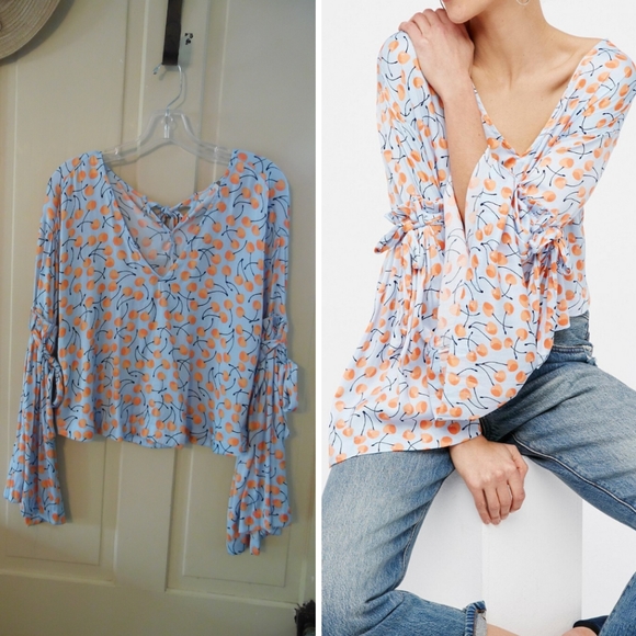 Free People Blue and Orange Blouse - Picture 12 of 12